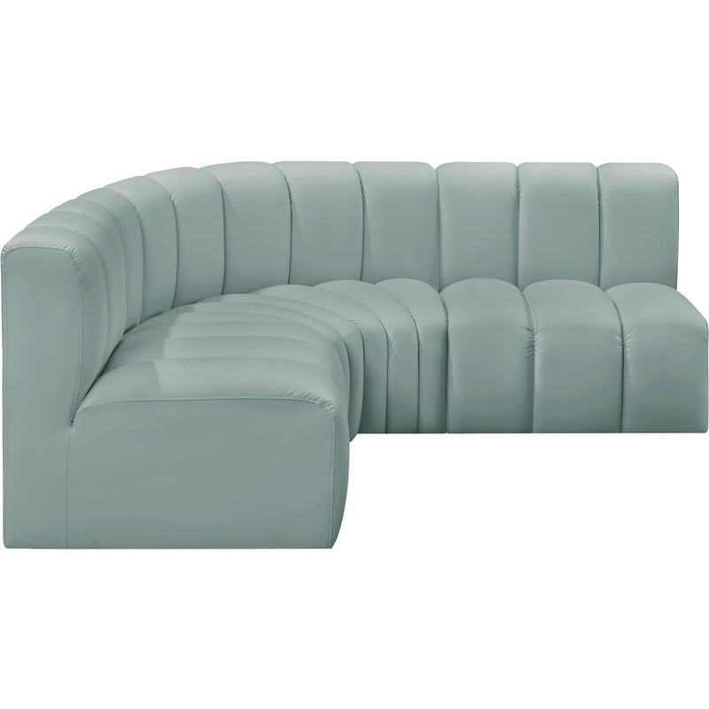 Meridian Arc Mint Green Vegan Leather 4 pc Modular Sectional IMAGE 5