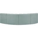 Meridian Arc Mint Green Vegan Leather 4 pc Modular Sectional IMAGE 6