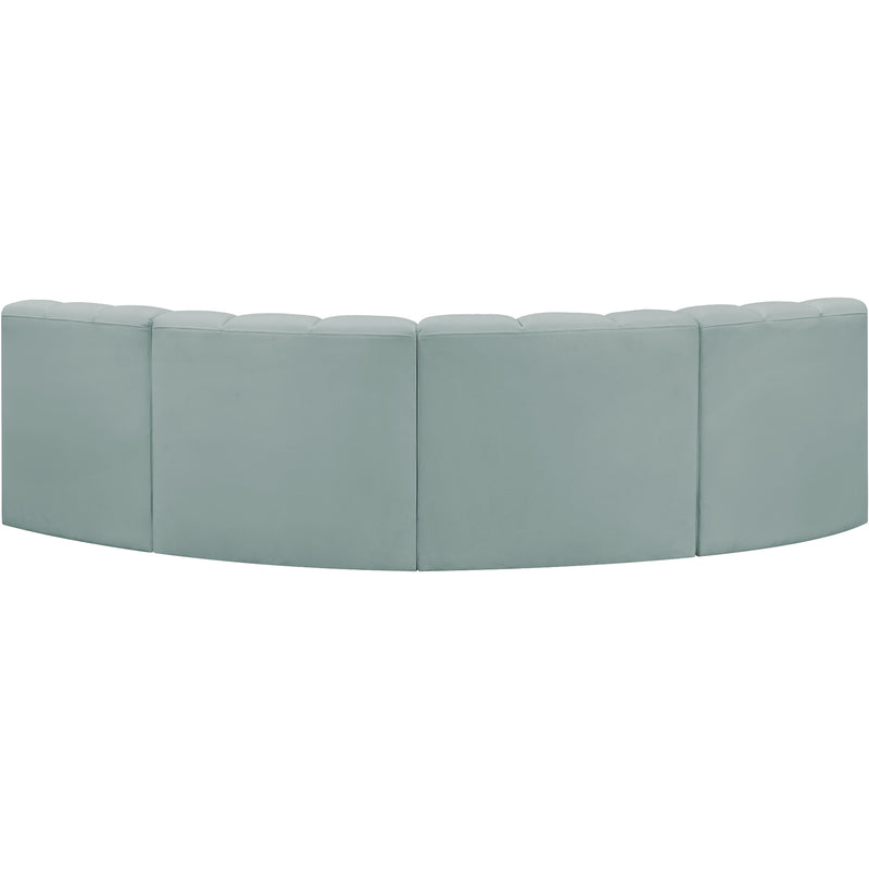 Meridian Arc Mint Green Vegan Leather 4 pc Modular Sectional IMAGE 6