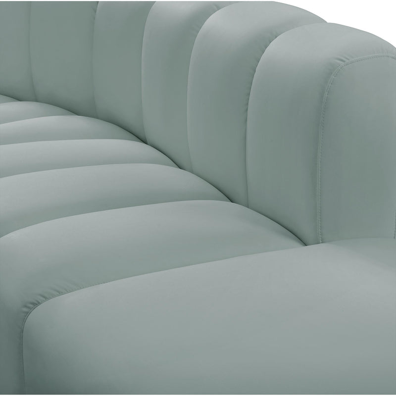 Meridian Arc Mint Green Vegan Leather 4 pc Modular Sectional IMAGE 8