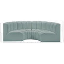 Meridian Arc Mint Green Vegan Leather 4 pc Modular Sectional IMAGE 11