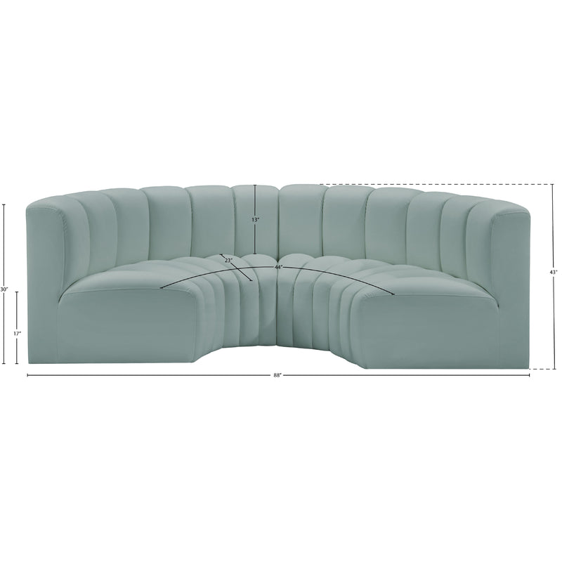 Meridian Arc Mint Green Vegan Leather 4 pc Modular Sectional IMAGE 11