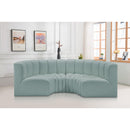 Meridian Arc Mint Green Vegan Leather 4 pc Modular Sectional IMAGE 2