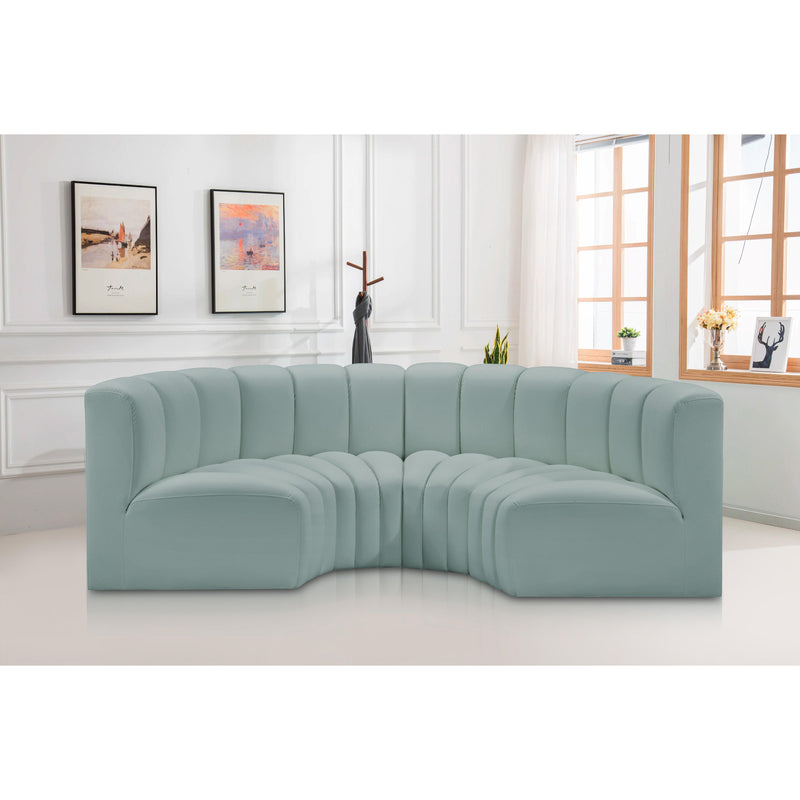 Meridian Arc Mint Green Vegan Leather 4 pc Modular Sectional IMAGE 2