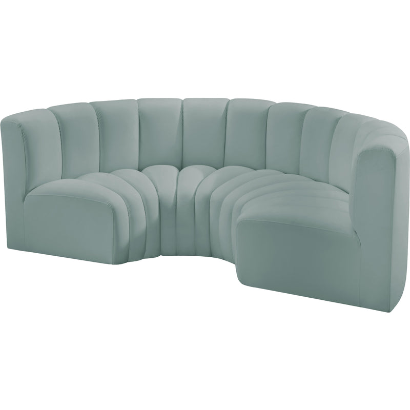 Meridian Arc Mint Green Vegan Leather 4 pc Modular Sectional IMAGE 4
