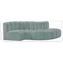 Meridian Arc Mint Green Vegan Leather 4 pc Modular Sectional IMAGE 10