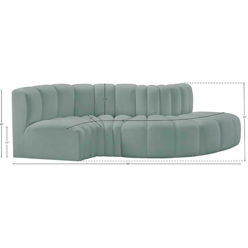 Meridian Arc Mint Green Vegan Leather 4 pc Modular Sectional IMAGE 11