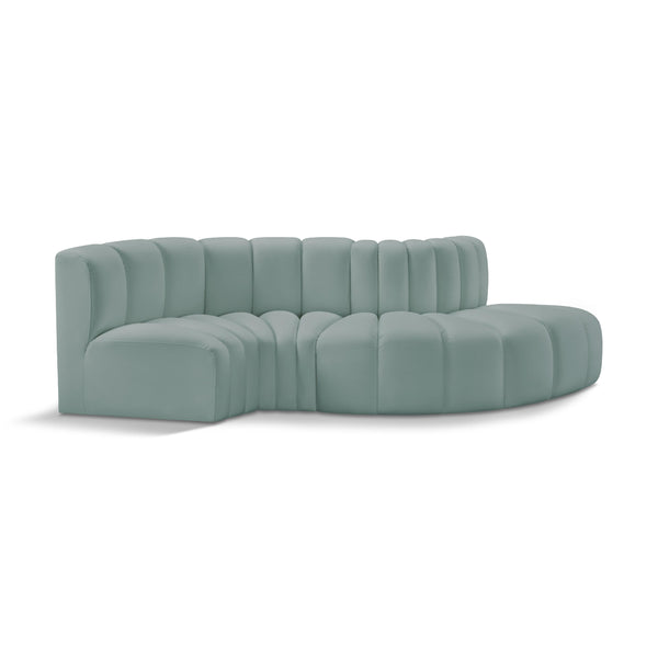 Meridian Arc Mint Green Vegan Leather 4 pc Modular Sectional IMAGE 1