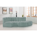 Meridian Arc Mint Green Vegan Leather 4 pc Modular Sectional IMAGE 2