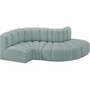 Meridian Arc Mint Green Vegan Leather 4 pc Modular Sectional IMAGE 3