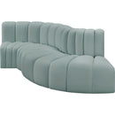 Meridian Arc Mint Green Vegan Leather 4 pc Modular Sectional IMAGE 4