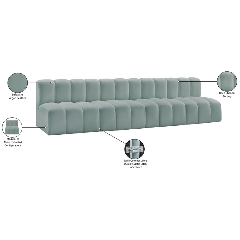 Meridian Arc Mint Green Vegan Leather 4 pc Modular Sectional IMAGE 12