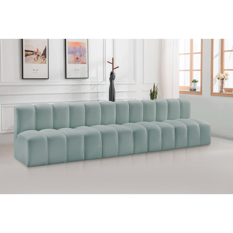 Meridian Arc Mint Green Vegan Leather 4 pc Modular Sectional IMAGE 2