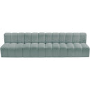 Meridian Arc Mint Green Vegan Leather 4 pc Modular Sectional IMAGE 4