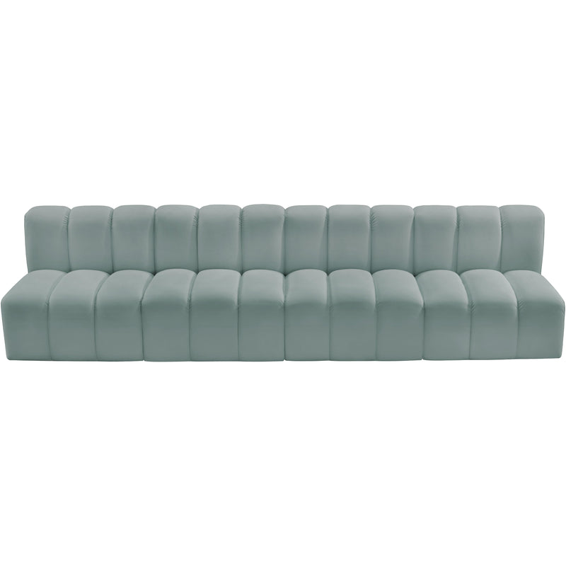 Meridian Arc Mint Green Vegan Leather 4 pc Modular Sectional IMAGE 4