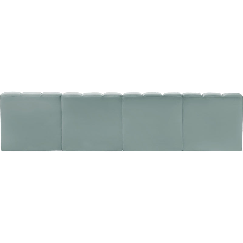 Meridian Arc Mint Green Vegan Leather 4 pc Modular Sectional IMAGE 5