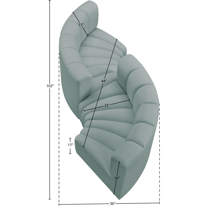 Meridian Arc Mint Green Vegan Leather 4 pc Modular Sectional IMAGE 11
