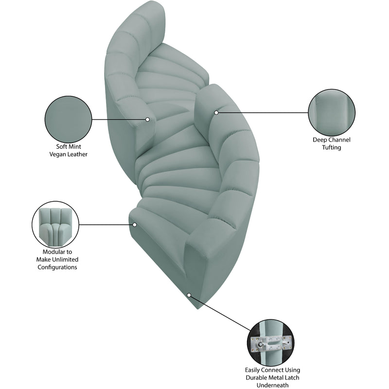 Meridian Arc Mint Green Vegan Leather 4 pc Modular Sectional IMAGE 12