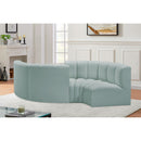 Meridian Arc Mint Green Vegan Leather 4 pc Modular Sectional IMAGE 2