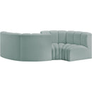 Meridian Arc Mint Green Vegan Leather 4 pc Modular Sectional IMAGE 3