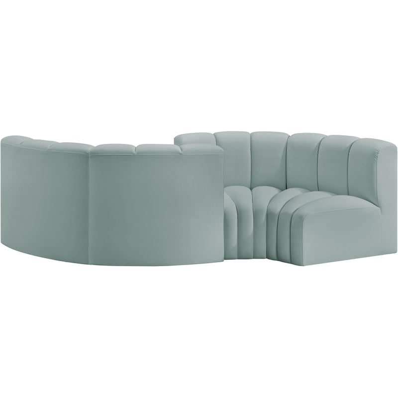 Meridian Arc Mint Green Vegan Leather 4 pc Modular Sectional IMAGE 3