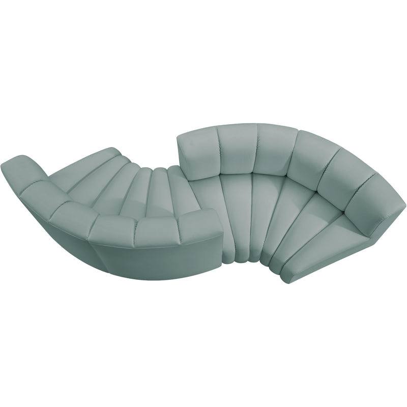 Meridian Arc Mint Green Vegan Leather 4 pc Modular Sectional IMAGE 4