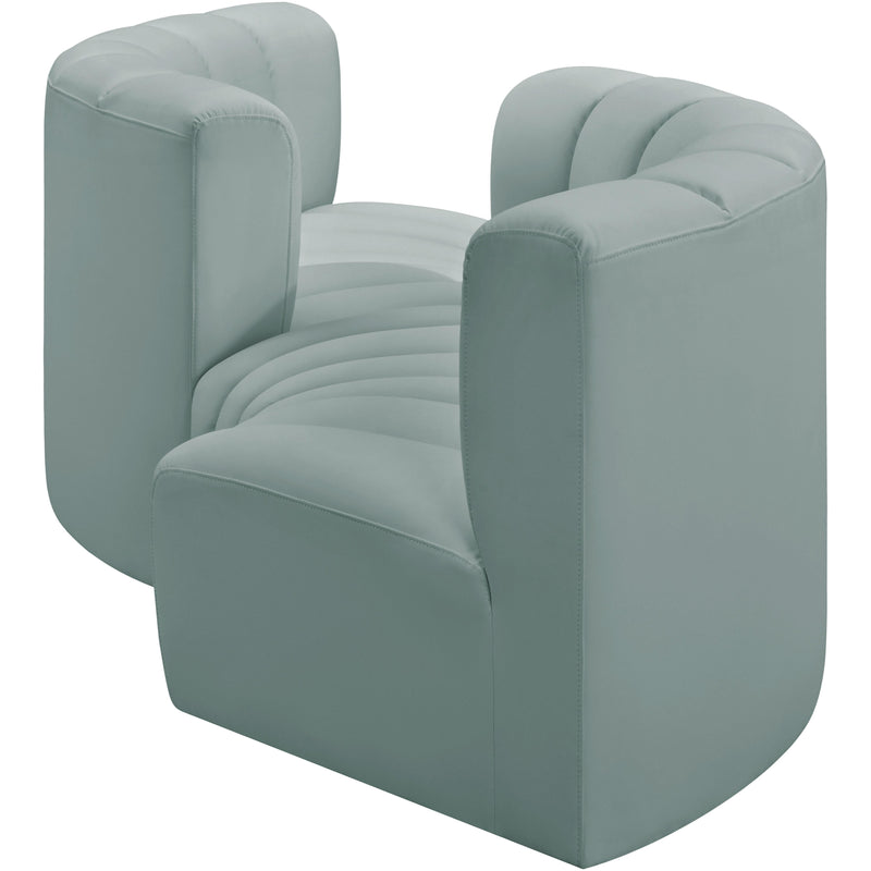 Meridian Arc Mint Green Vegan Leather 4 pc Modular Sectional IMAGE 5