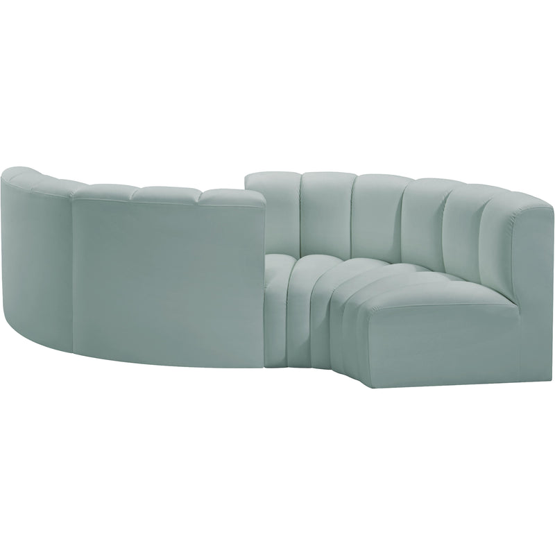 Meridian Arc Mint Green Vegan Leather 4 pc Modular Sectional IMAGE 6