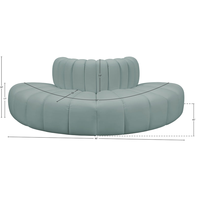 Meridian Arc Mint Green Vegan Leather 4 pc Modular Sectional IMAGE 11