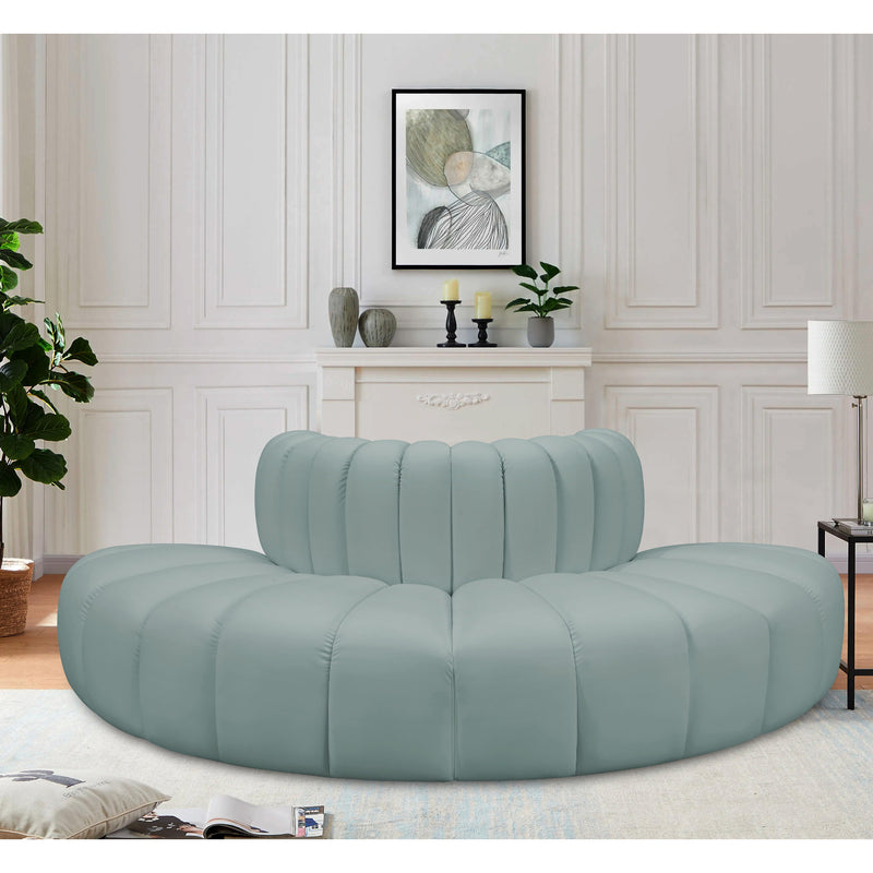 Meridian Arc Mint Green Vegan Leather 4 pc Modular Sectional IMAGE 2