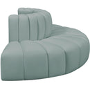 Meridian Arc Mint Green Vegan Leather 4 pc Modular Sectional IMAGE 5