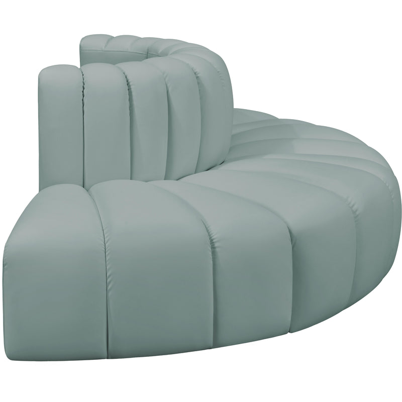 Meridian Arc Mint Green Vegan Leather 4 pc Modular Sectional IMAGE 5
