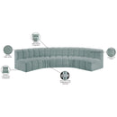 Meridian Arc Mint Green Vegan Leather 5 pc Modular Sectional IMAGE 12