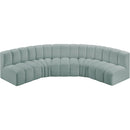 Meridian Arc Mint Green Vegan Leather 5 pc Modular Sectional IMAGE 3