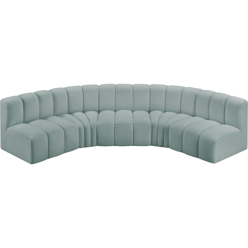 Meridian Arc Mint Green Vegan Leather 5 pc Modular Sectional IMAGE 3