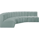 Meridian Arc Mint Green Vegan Leather 5 pc Modular Sectional IMAGE 4