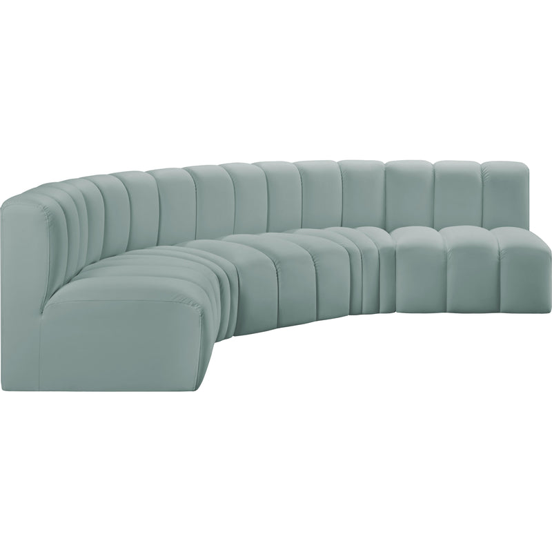 Meridian Arc Mint Green Vegan Leather 5 pc Modular Sectional IMAGE 4