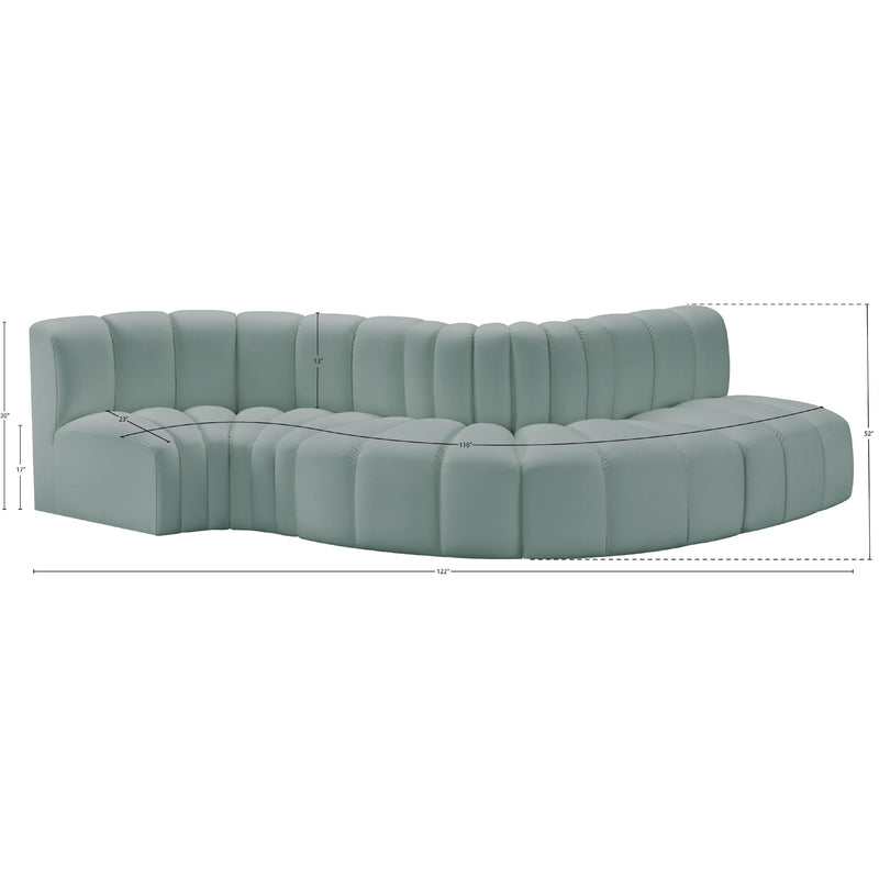 Meridian Arc Mint Green Vegan Leather 5 pc Modular Sectional IMAGE 11