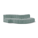 Meridian Arc Mint Green Vegan Leather 5 pc Modular Sectional IMAGE 1