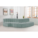 Meridian Arc Mint Green Vegan Leather 5 pc Modular Sectional IMAGE 2