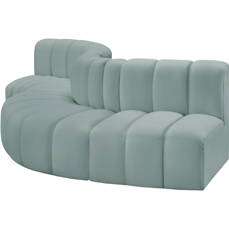 Meridian Arc Mint Green Vegan Leather 5 pc Modular Sectional IMAGE 4