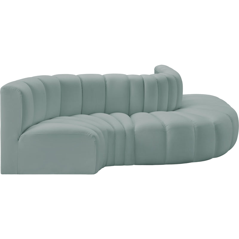Meridian Arc Mint Green Vegan Leather 5 pc Modular Sectional IMAGE 5