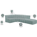 Meridian Arc Mint Green Vegan Leather 5 pc Modular Sectional IMAGE 16