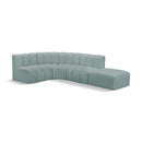 Meridian Arc Mint Green Vegan Leather 5 pc Modular Sectional IMAGE 1