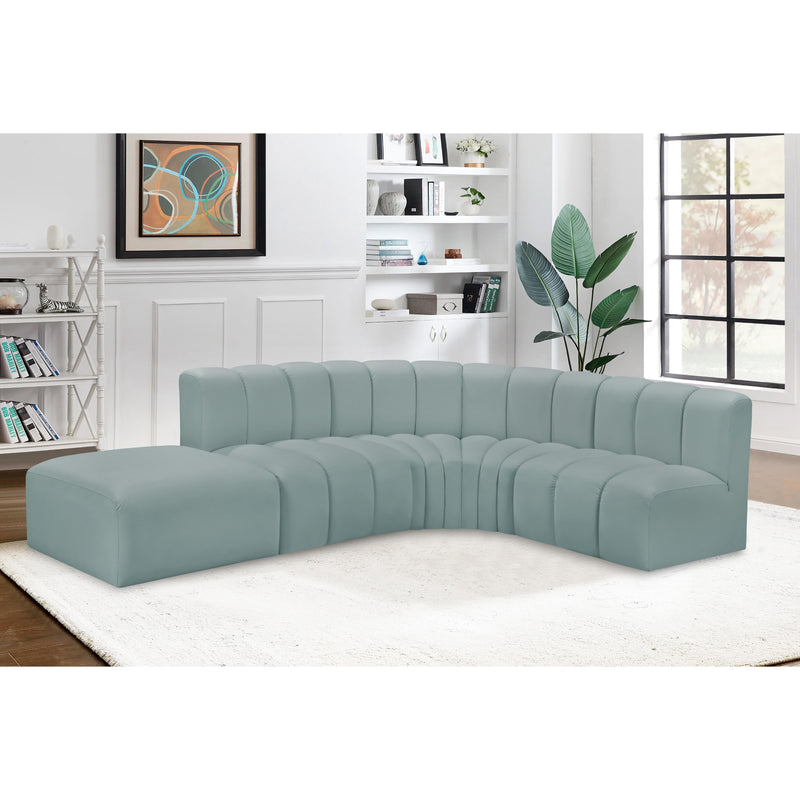 Meridian Arc Mint Green Vegan Leather 5 pc Modular Sectional IMAGE 4