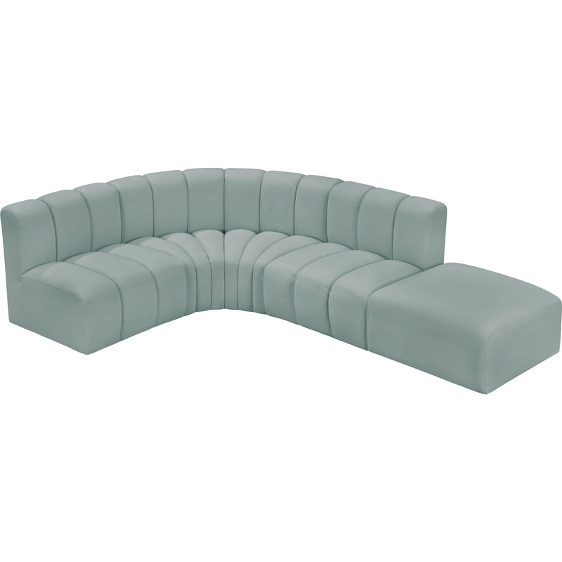 Meridian Arc Mint Green Vegan Leather 5 pc Modular Sectional IMAGE 5