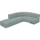 Meridian Arc Mint Green Vegan Leather 5 pc Modular Sectional IMAGE 6