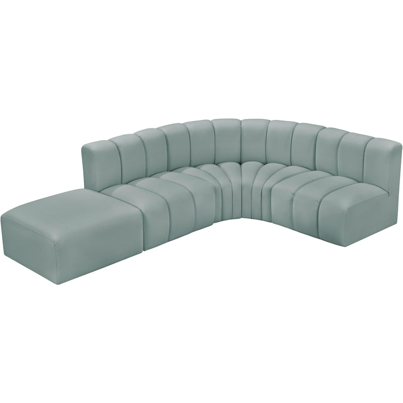 Meridian Arc Mint Green Vegan Leather 5 pc Modular Sectional IMAGE 6