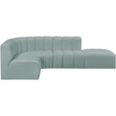 Meridian Arc Mint Green Vegan Leather 5 pc Modular Sectional IMAGE 7