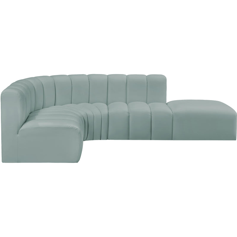 Meridian Arc Mint Green Vegan Leather 5 pc Modular Sectional IMAGE 7